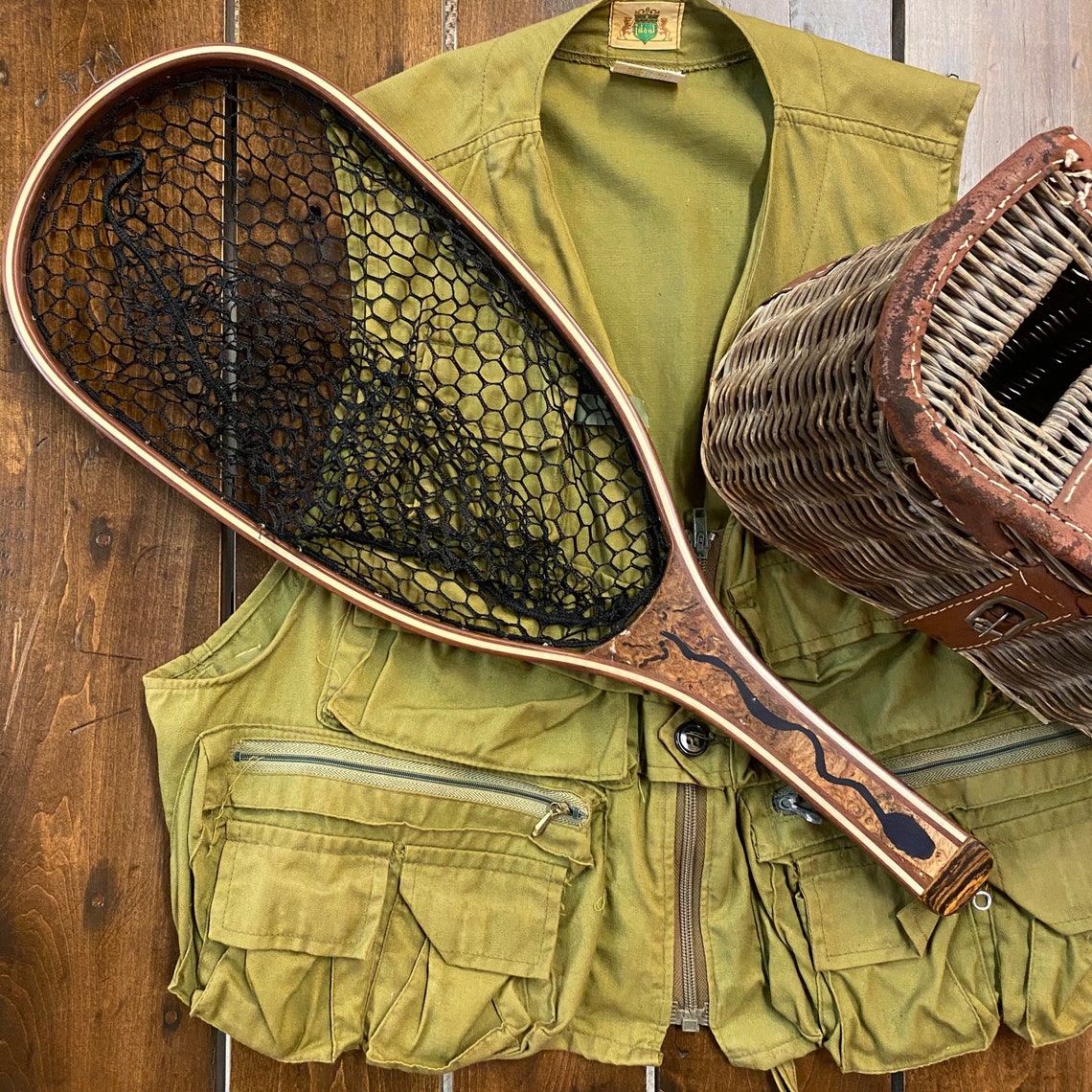Fly fishing net // landing net // trout net // wood net Etsy