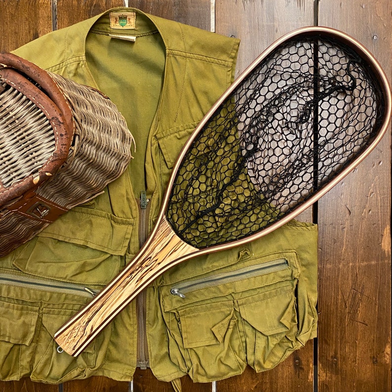 Fly fishing net // landing net // trout net // wood net Etsy
