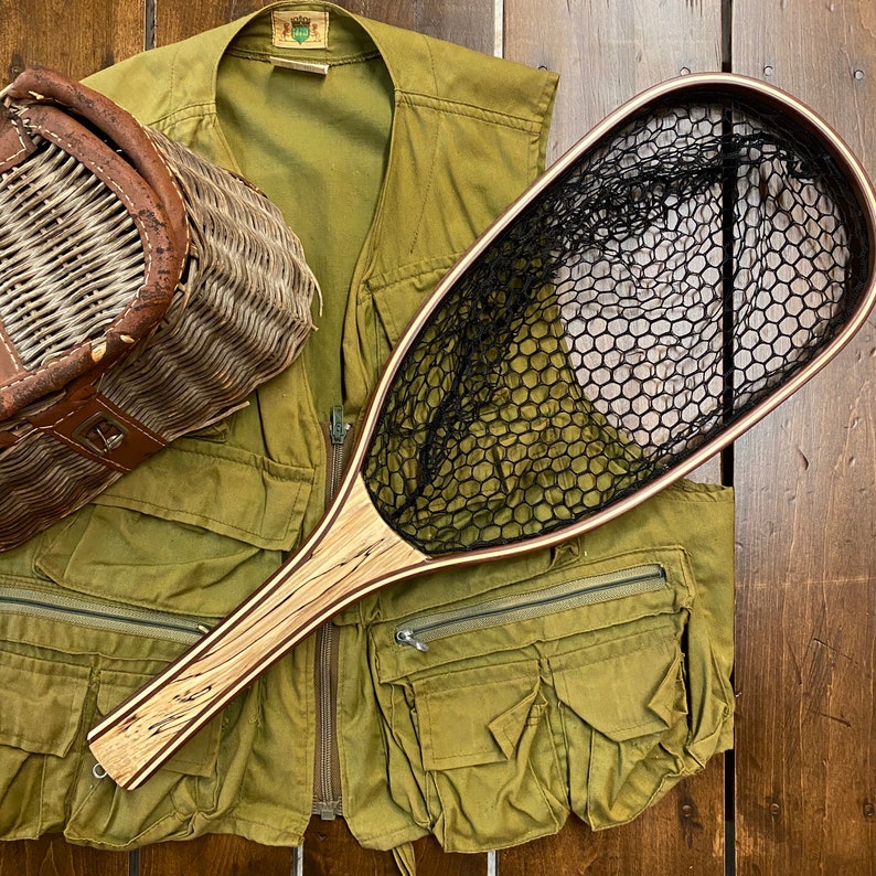 Fly fishing net // landing net // trout net // wood net Etsy