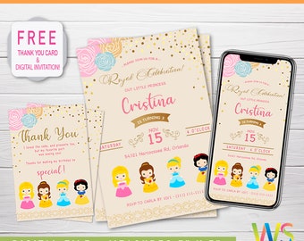 Princess Invitation Template, Princess Birthday Invitation, Princess Party Invitation, Royal Birthday Invitation, Princess Invite, Digital