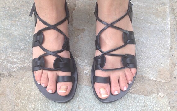 Boho black sandals 2025