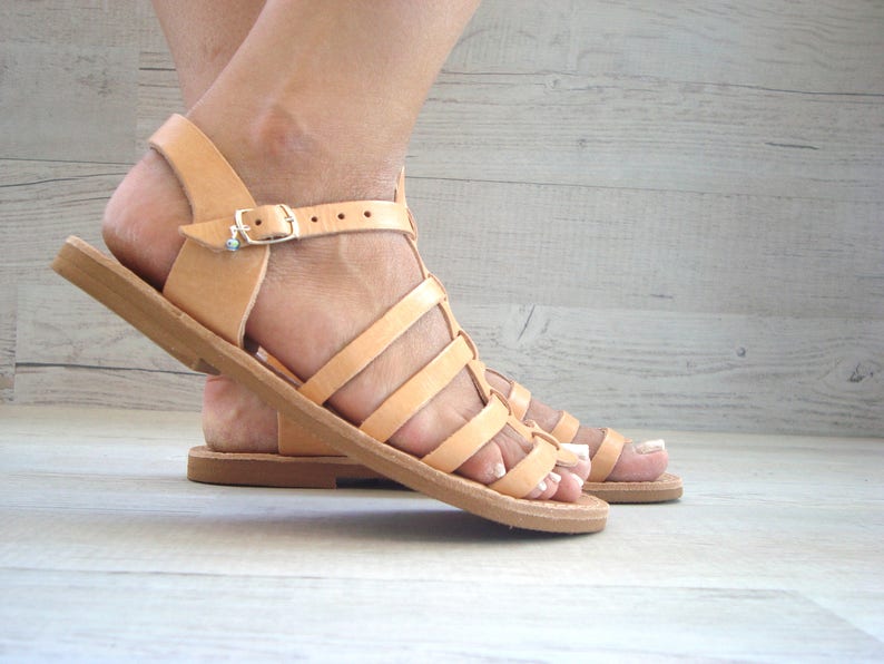 Brown Gladiator Sandals Gladiator Sandals Greek Leather - Etsy