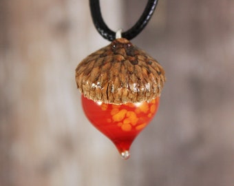Acorn Necklace, Glass Acorn Pendant, Acorn Pendant, Handmade Acorn, Acorn, Acorn Jewelry, Fall Necklace, Fall Jewelry