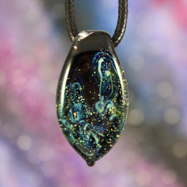 Galaxy Necklace, Space Implosion Pendant, Galaxy Pendant, Heady Glass, Dichroic Glass, Heady Pendant, Vortex Necklace, Dichroic Pendant