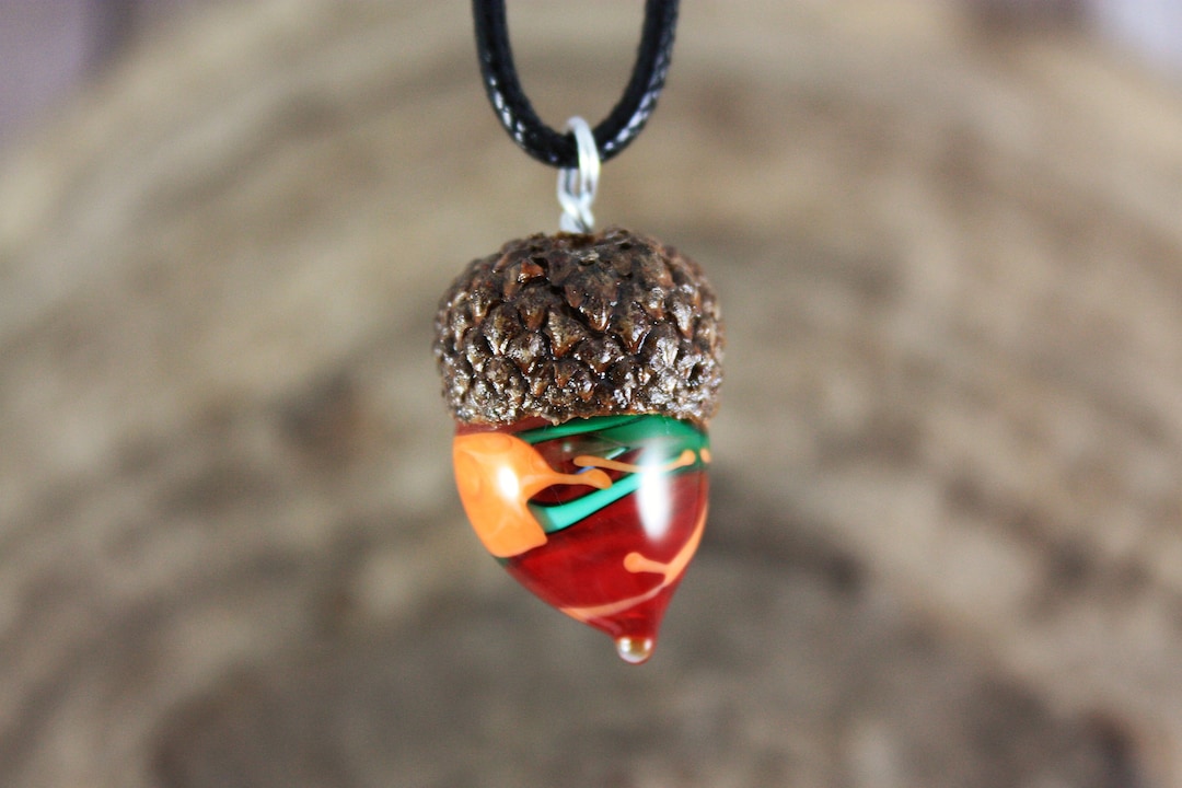 Collana vintage con pendente a forma di ghianda in cristallo - Italia