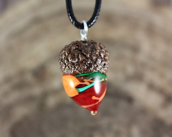 Acorn Necklace, Glass Acorn Pendant, Acorn Pendant, Handmade Acorn, Acorn, Acorn Jewelry, Fall Necklace, Fall Jewelry