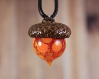 Collana ghianda, ciondolo ghianda in vetro, ciondolo ghianda, ghianda fatta a mano, ghianda, gioielli ghianda, collana autunnale, gioielli autunnali