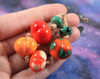 6 Fall Glass Beads, Glass Artisan Beads, Lampwork Beads, Artisan Glass Beads, Unique Beads, Bead, 11 mm Beads, 22 mm Beads, Glass Beads