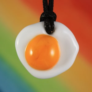 Egg Necklace, Fried Egg Necklace, Egg Pendant, Cracked Egg Necklace, Glass Egg, Glass Egg Necklace, Egg, Fried Egg, Egg Jewelry, Egg Yolk