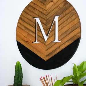 Monogram Round Chevron MADE TO ORDER Personalize Monogram, Modern Wall Decor, Wedding Gift, Gift for Mom, Anniversary, New Home image 9