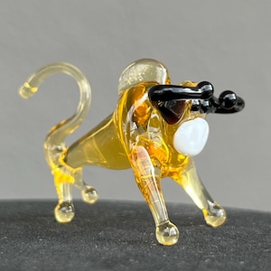 Glass Bull Figurine – Blown Glass Miniature Bull – Tiny Micro Glass Bull – Dollhouse Animal – Small Bull Sculpture Gifts - Gift for Sister