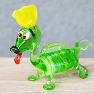 Grüne Glas-Drachenfigur – Mini-Skulptur aus mundgeblasenem Glas – Murano-Stil-Drache – Fantasy-Kunst-Sammlerstück – handgefertigte Drachen-Geschenk-Dekoration
