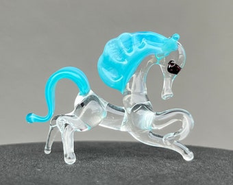 Blown Glass Horse Micro Glass Horse Figure Art Glass Horse Statue Figurine Doll House Horse Tiny Horse Miniature Small Horse Sculpture