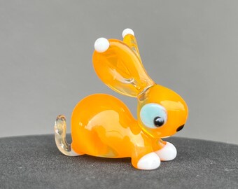 Doll House Rabbit Tiny Miniature Small Rabbit Sculpture Micro Glass Rabbit Art Glass Rabbit Statue Figurine Blown Glass Rabbit Decor Gifts