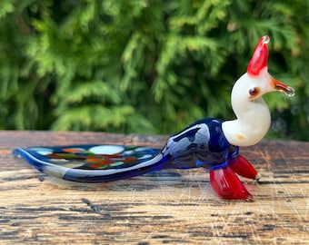 孔雀の像、ガラス製の孔雀の置物、孔雀の装飾品、孔雀のギフト、鳥好き