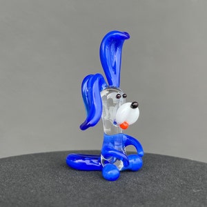 Miniature Glass Dog Figurine – Tiny Blown Glass Dog Sculpture – Micro Art Glass Puppy – Small Dog Statue – Dollhouse Animal Collectible Gift