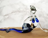 Glass Mermaid Figurine Mermaid Sculpture Mermaid Glass Figures Collectible Glass Mermaid Murano Glass Fish Tank Decoration Ornaments Gifts
