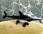 Black Glass Fish Figurine Sea Animals Glass Blowing Swordfish Miniature Art Glass Fish Toys Murano Sea Animals Tiny Small Figure Ornaments