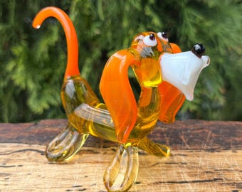 バルーンドッグの置物、2インチの赤いランプワークガラスの犬 - Etsy 日本