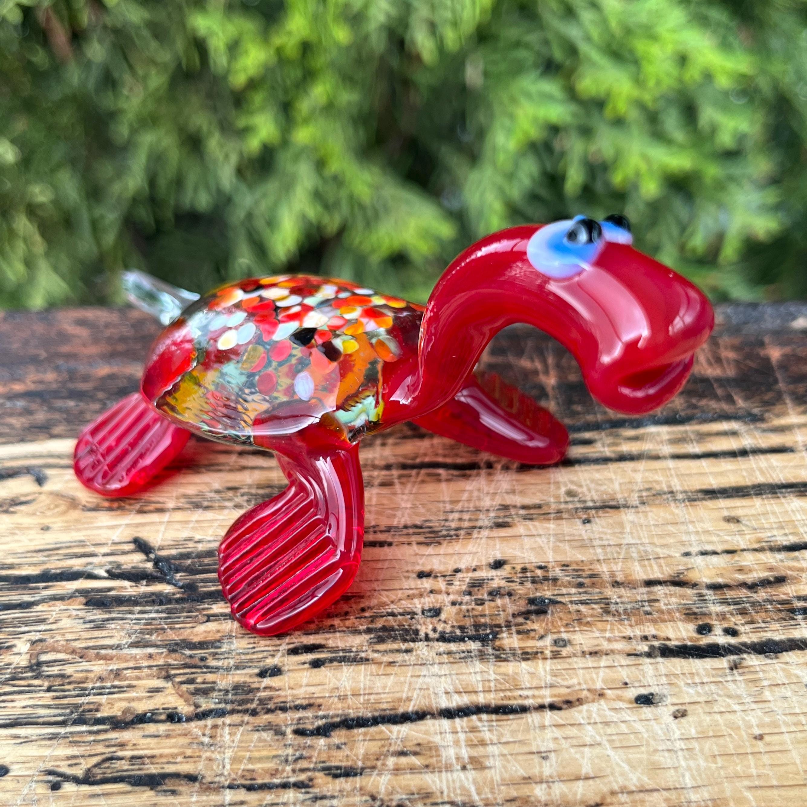 赤いガラスのウミガメの置物：ムラーノスタイルの海の装飾 - Etsy 日本