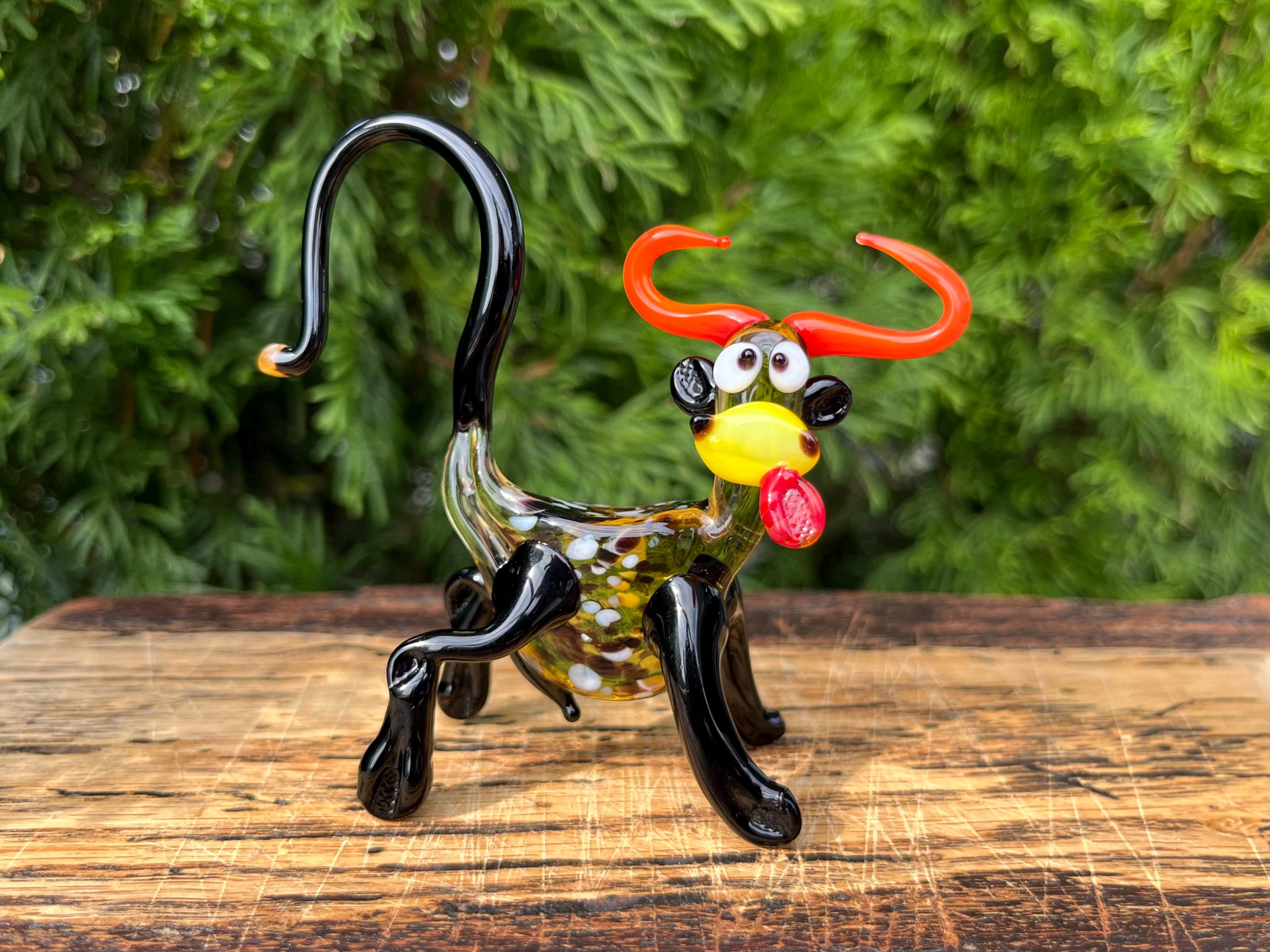 吹きガラスの牛の置物 - ムラーノスタイルのアートガラス彫刻 - Etsy 日本