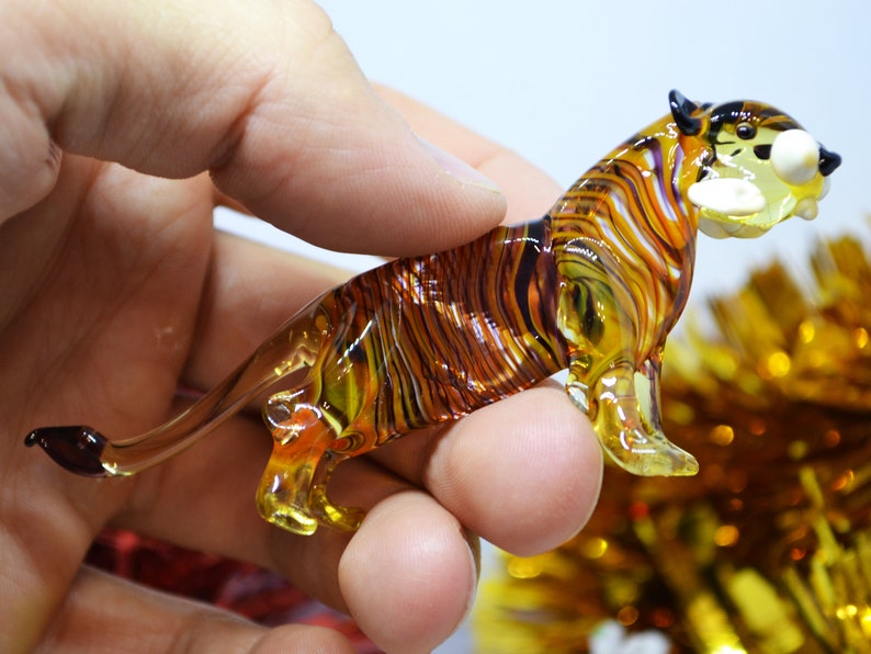 Glass Tiger Clear Figurine Hand Blown Tiger animals big tiger Etsy