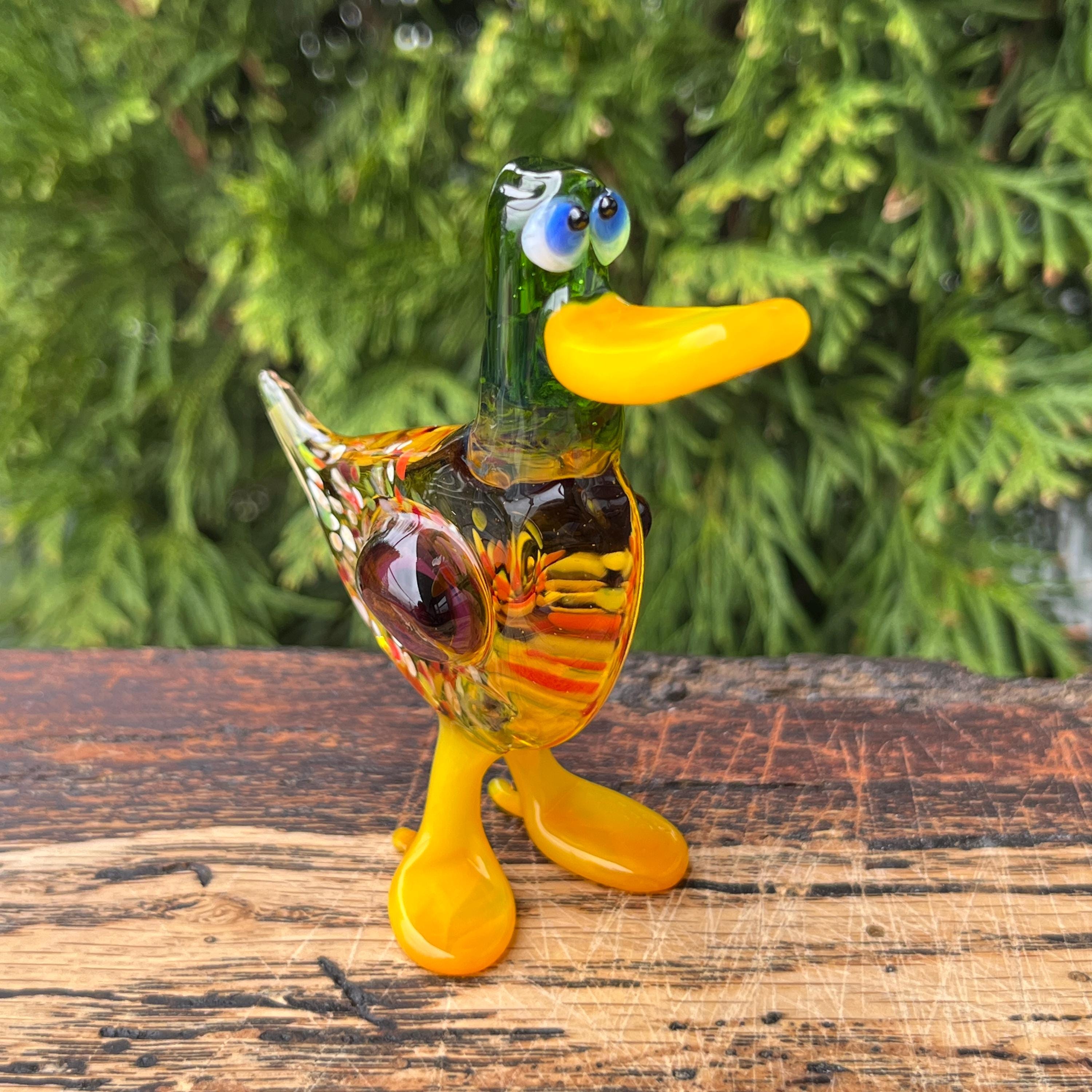 ガラス製アヒル型置物 ムラーノスタイルのガラス製アヒルの置物 - 手作りのコレクション動物