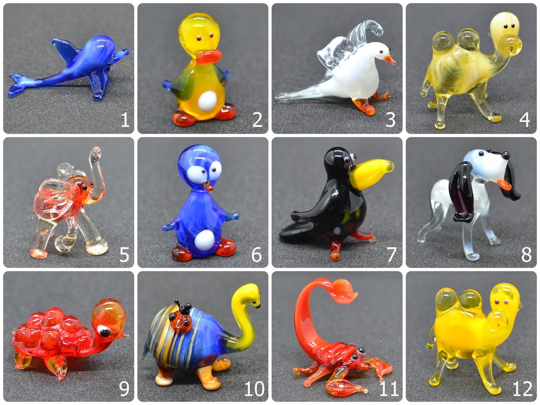 Small Glass Animals Figurine Tiny Little Glass Dollhouse Etsy