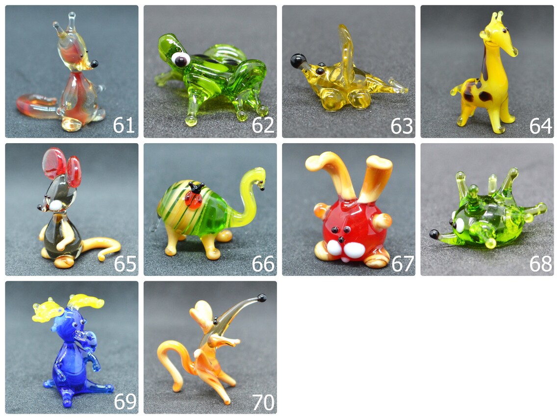 Small Glass Animals Miniature Mini Figurines Glass Animals Etsy