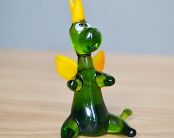 Green Glass Dragon Figurines Dragon Lover Gift Ideas Sculpture Miniature Artisan Glass Dragon Murano Paperweight Decoration Glasswork Flame