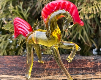 Glass Horse Figurine Decorative Animal Sculpture