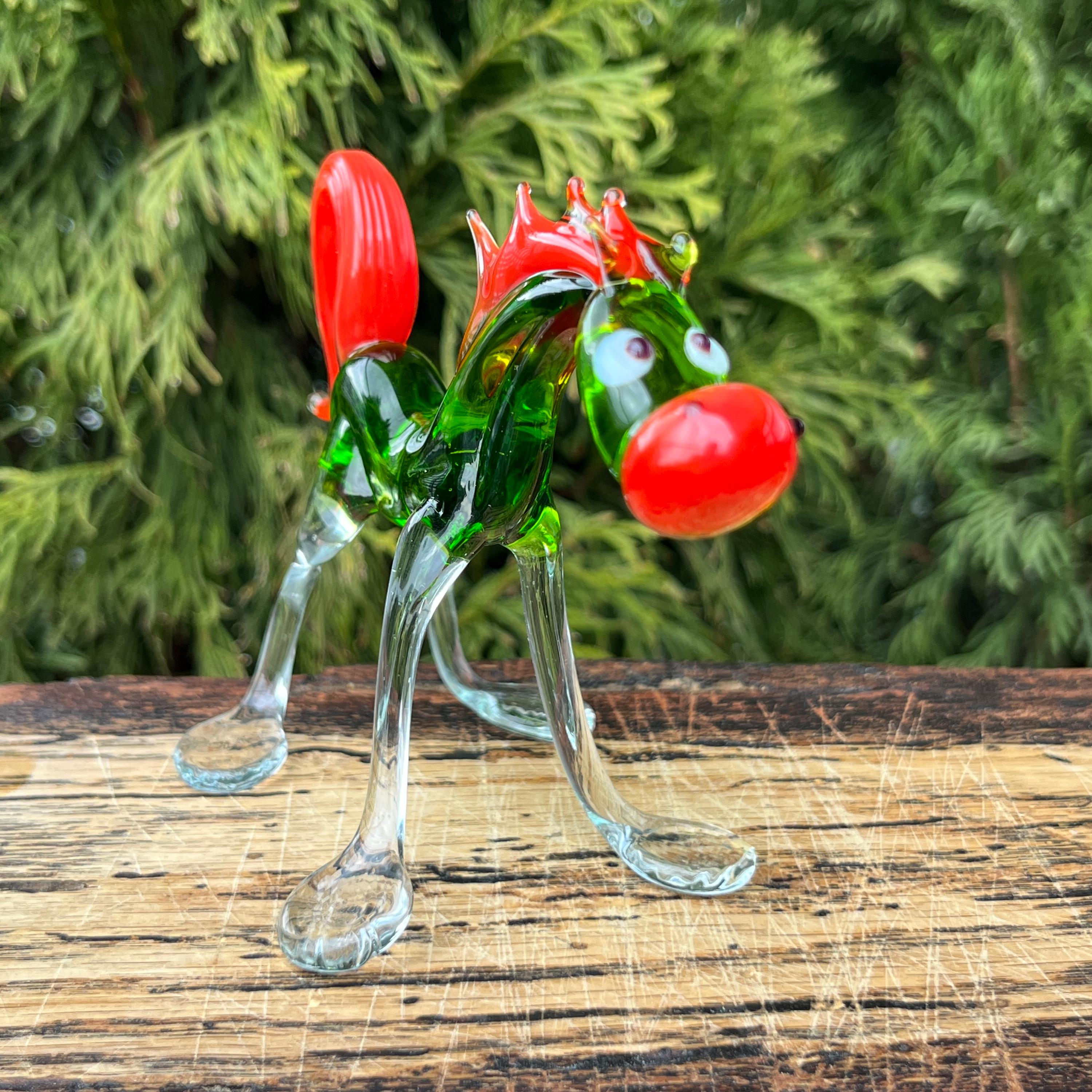 ムラーノ　ガラス製の馬の置物 ガラスの馬、ガラスの馬の置物、ガラスの馬の飾り、跳ね馬の置物