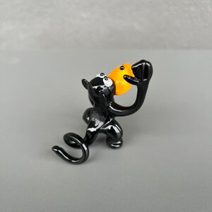 Black Glass Monkey Figurine Blown Glass Animal Collectible Monkey Lover Gifts Art Glass Monkey Sculpture Murano Decoration Glasswork Statue image 7