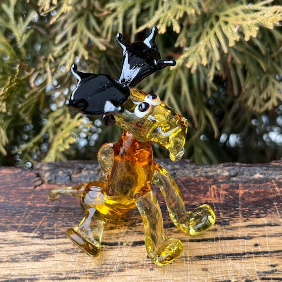 Glas Elch Figurine - Mund geblasene Gelbe Murano Art Skulptur - Wildtier Dekor