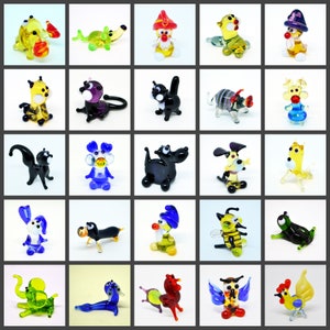 Set of 25 Mini Glass Animal Figurines – Tiny Blown Glass Miniatures – Handmade Glass Critters – Dollhouse Mini Animal Pack – Gift Set
