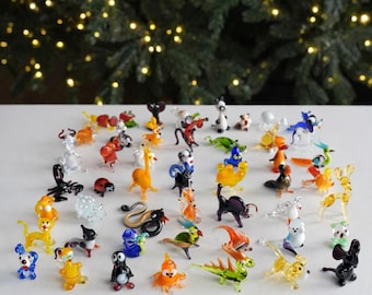 ミニガラス動物フィギュアのランダムセット、25または50個の小さな手