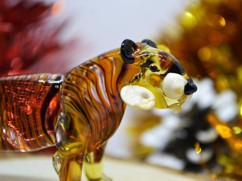 Glass Tiger Clear Figurine Hand Blown Tiger animals big tiger Etsy