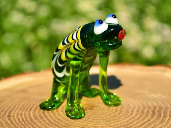 Green Glass Frog Figurine Animals Glass Frog Sculpture Art Glass