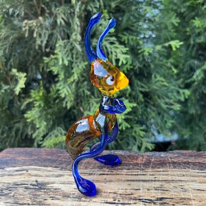 Figurine de fourmi en verre bleu, fourmi soufflée à la main style Murano, sculpture d'insecte en verre d'art, animal en verre bleu, décoration intérieure fourmi, cadeau pour les amoureux des insectes