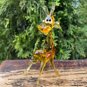 Glas Giraffe – Miniatur geblasen Glas Tier – Murano Stil Giraffe Skulptur – Kunst Glas Safari Geschenk – winzige Giraffe Dekoration