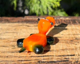 かばの置物 オレンジ 吹きガラスのカバの置物 - オレンジ色のミニチュア動物像 - Etsy 日本