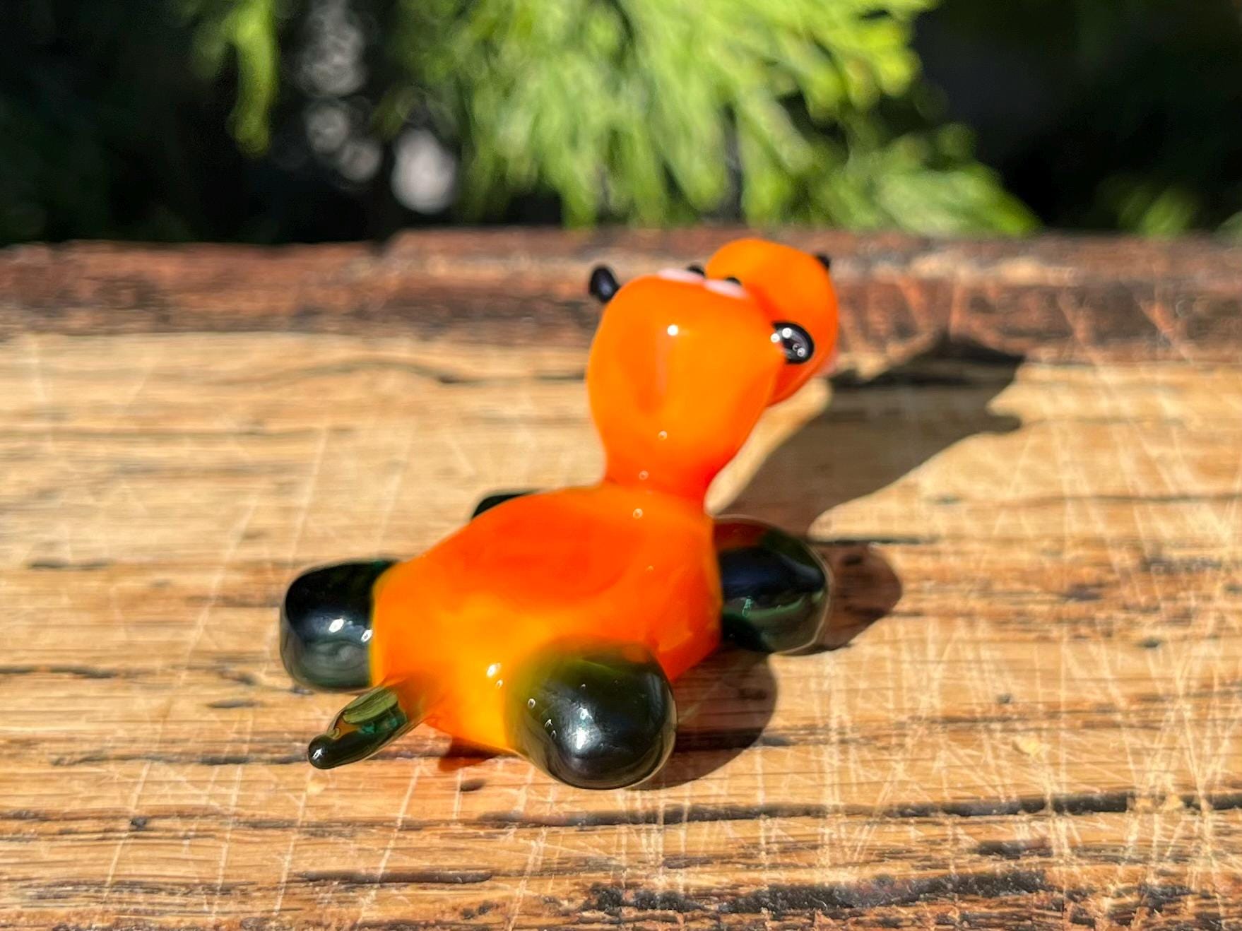 吹きガラスのカバの置物 - オレンジ色のミニチュア動物像 - Etsy 日本