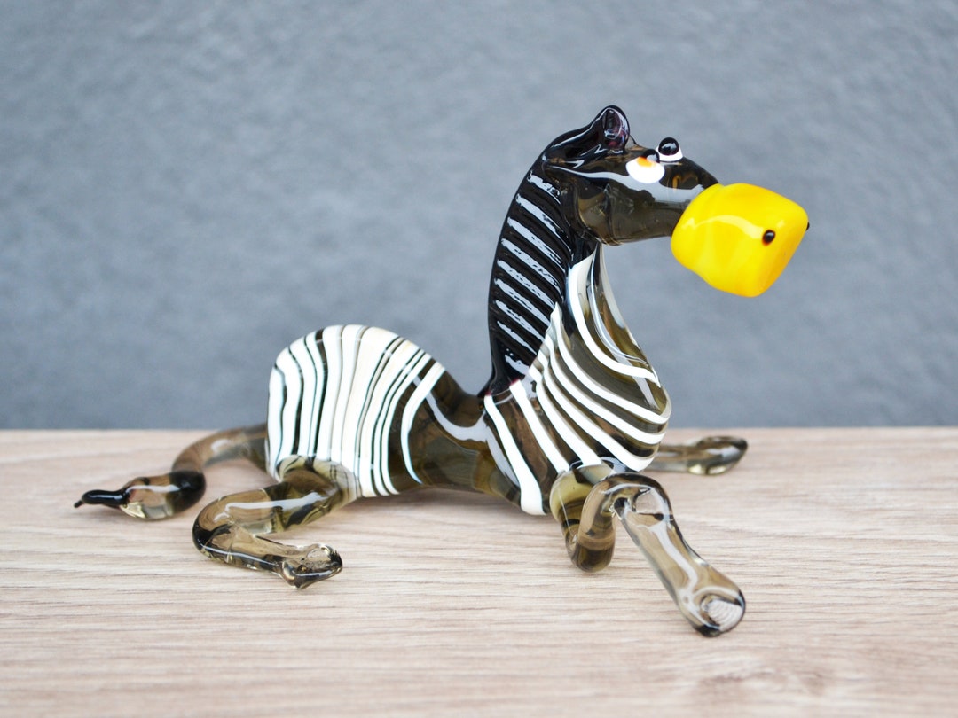 Blown Glass Zebra Figurine Art Glass Zebra Sculpture Blown Etsy UK