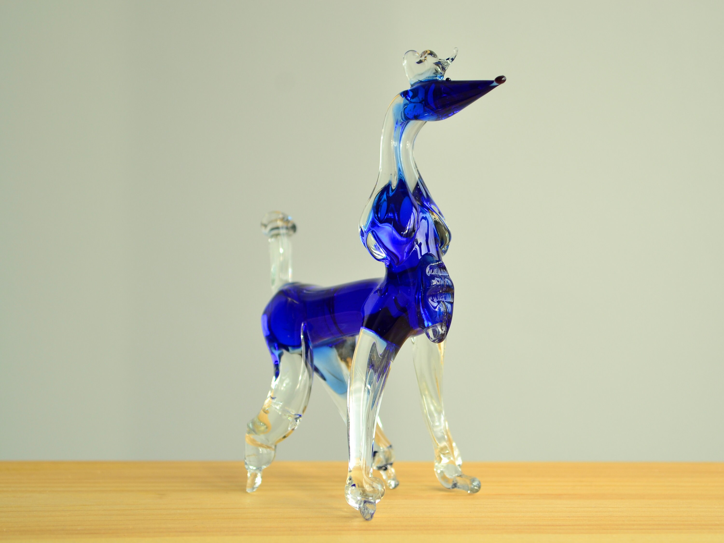 Blue Glass Poodle Dog Figurine Animals Glass Dog Miniature Art Etsy