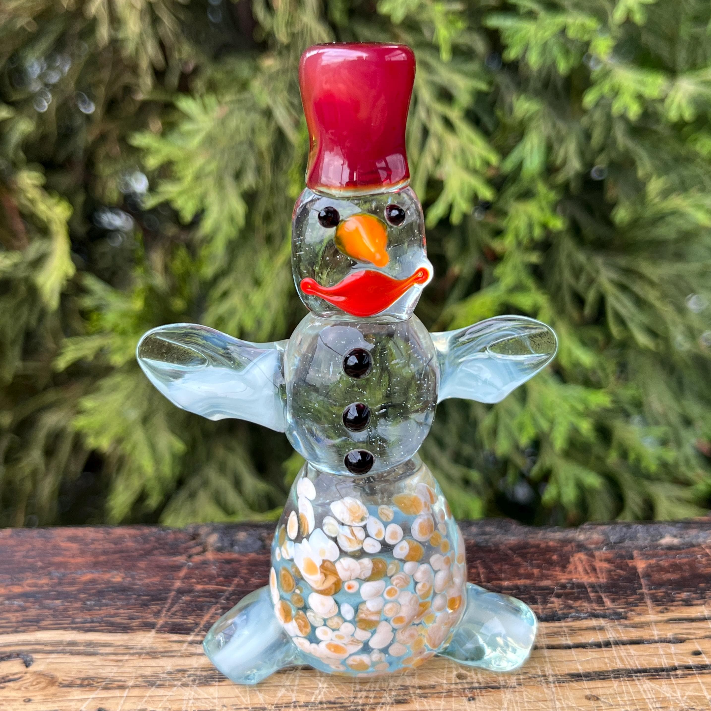 Blown Glass Snowman Figurine: Murano Style Christmas Ornament - Etsy