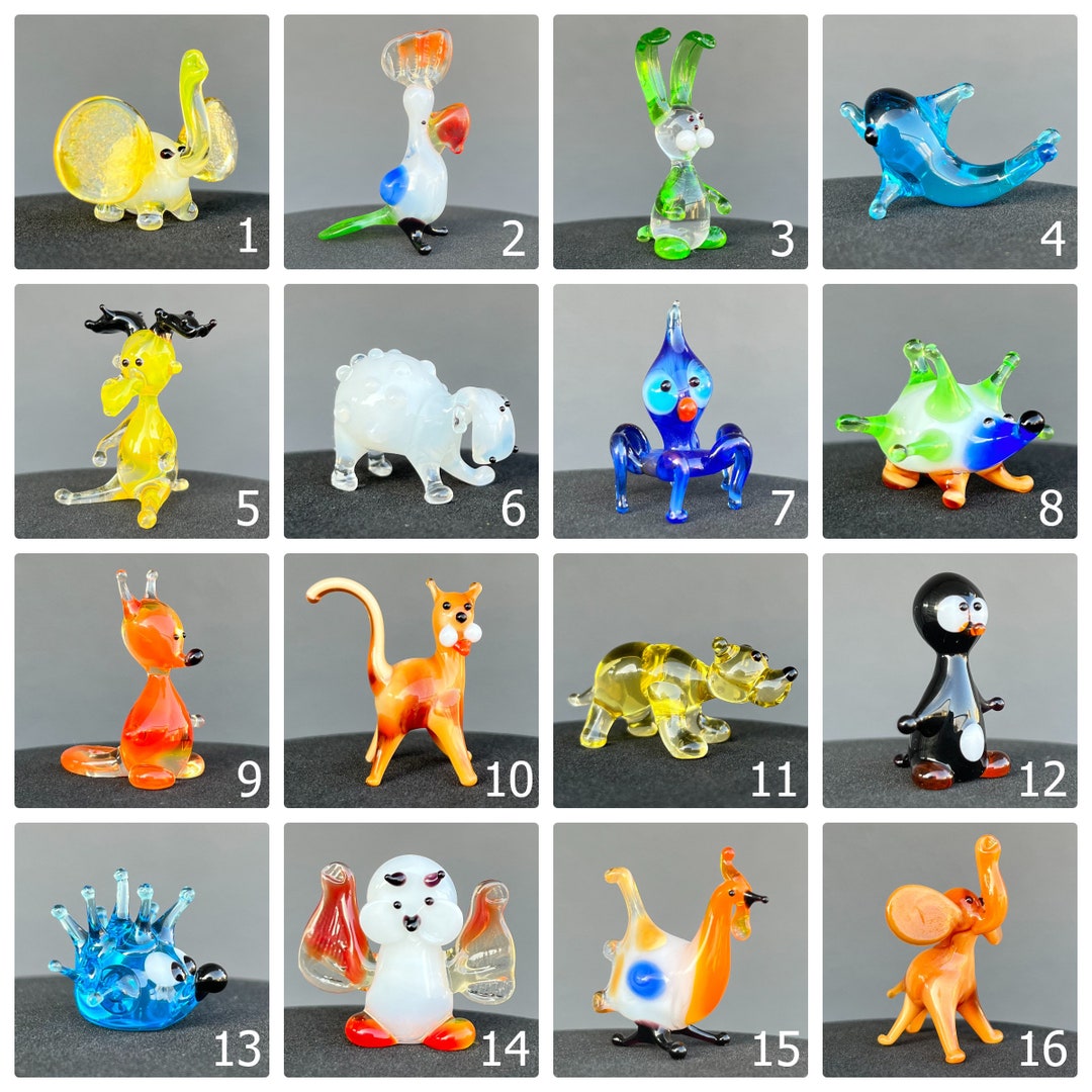 Small Glass Animals Miniature Mini Figurines Glass Animals Etsy