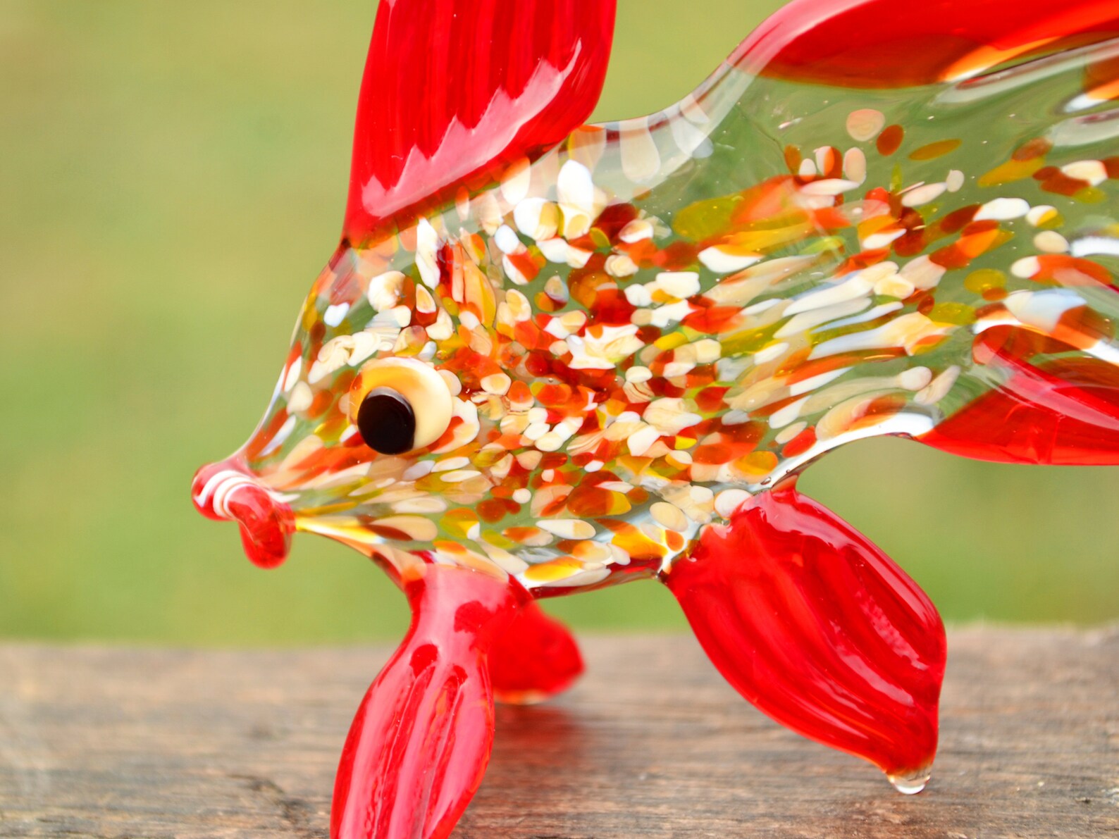 Orange glass fish figurine animals Glass Fish miniature art Etsy