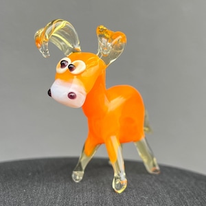 Crystal Donkey Animal Figurines Miniature Glass Hand Blown Modern Vivid  Craft Home Decor Accessories Christmas Kids Gift (Color : Yellow)