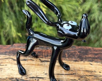 ガラスのブルドッグの置物 - アートガラスの犬のオーナメント - 吹き