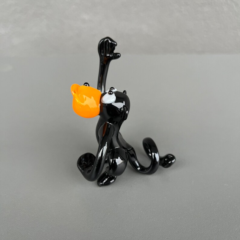 Black Glass Monkey Figurine Blown Glass Animal Collectible Monkey Lover Gifts Art Glass Monkey Sculpture Murano Decoration Glasswork Statue image 5